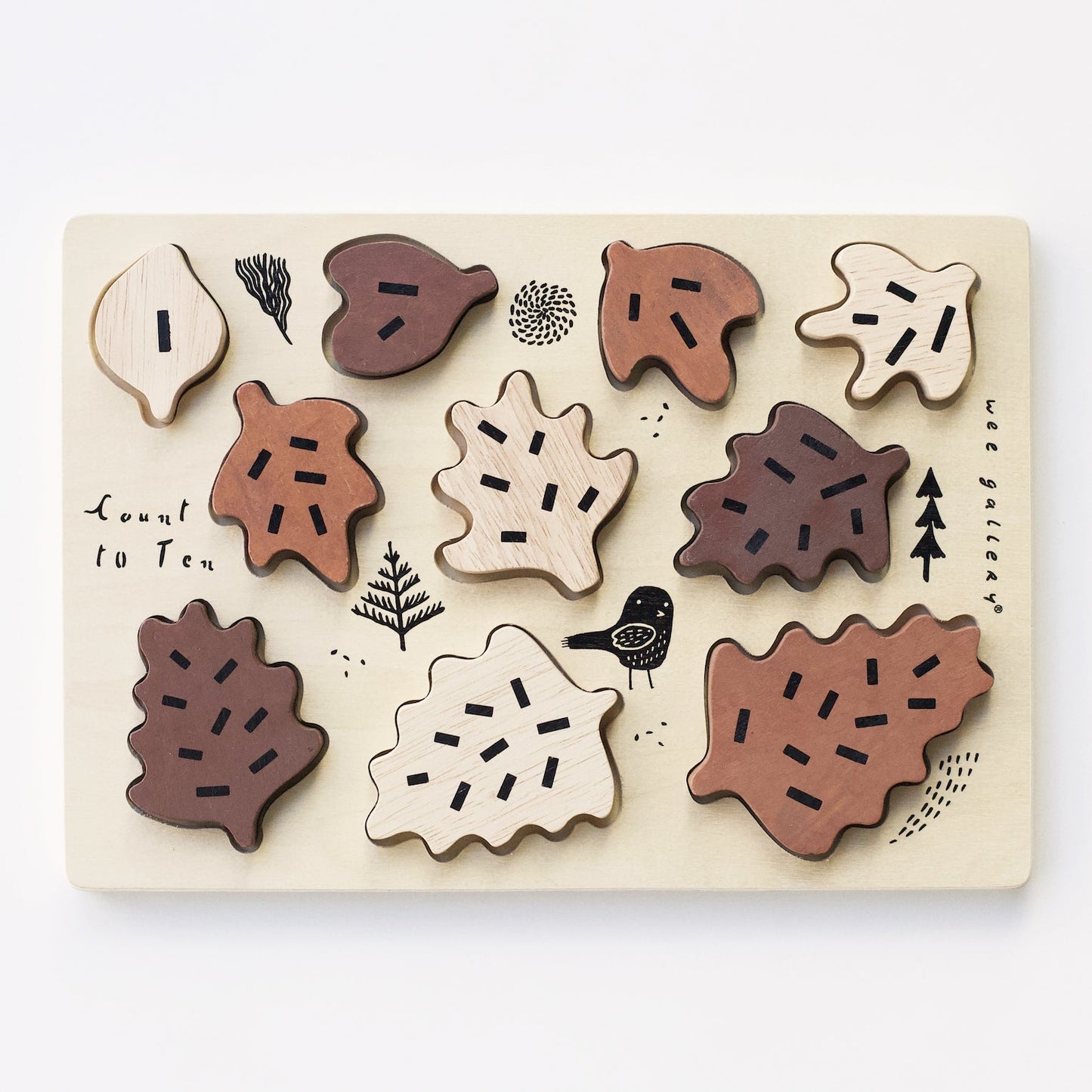 Wooden Leaves Counting Puzzle by Wee Gallery