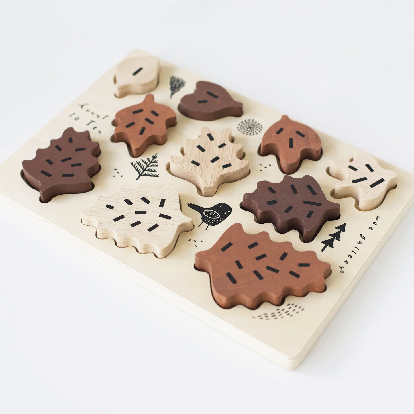 Wooden Leaves Counting Puzzle by Wee Gallery