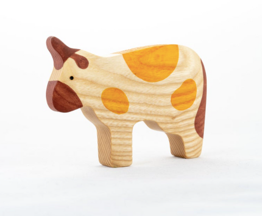 Wooden Cow Figurine