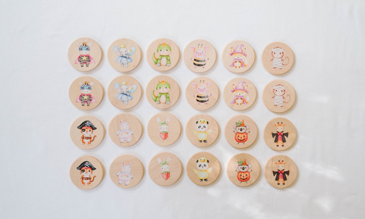 Dress-Up Animals Matching Tiles