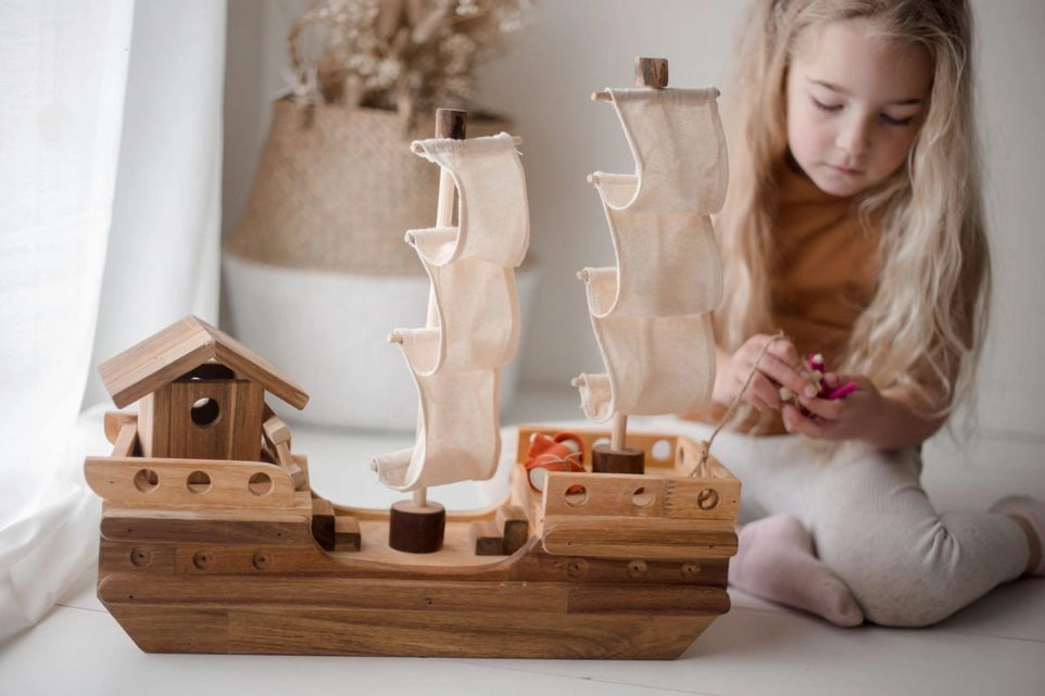 Wooden Pirate Ship with Accessories