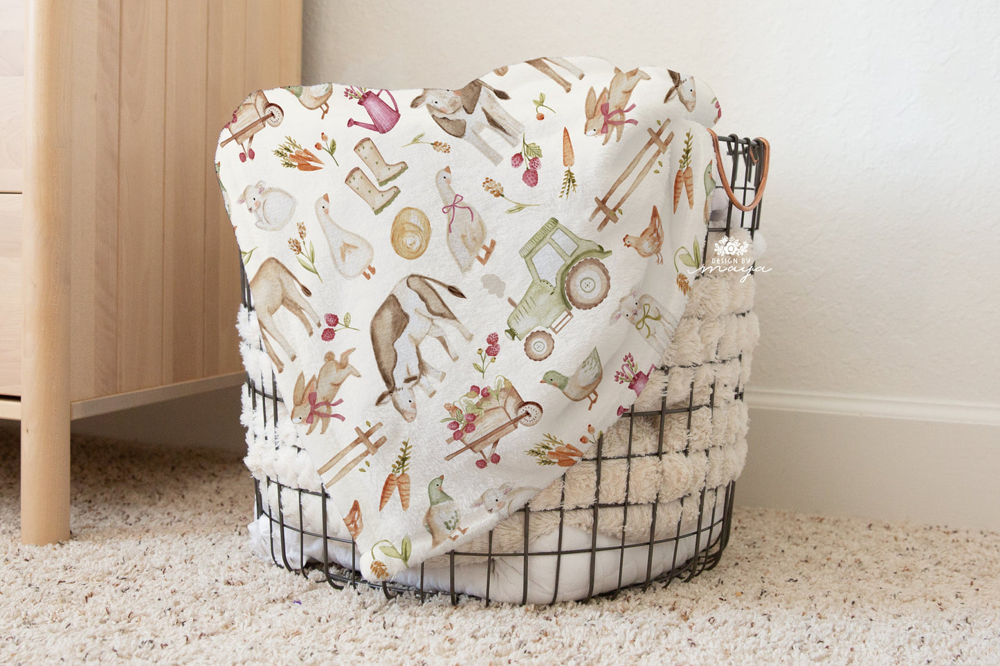 Baby Animals Farm - Vintage Baby Blanket