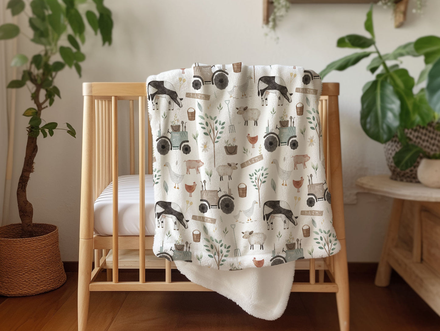 Baby Animals Farm - Vintage Baby Blanket