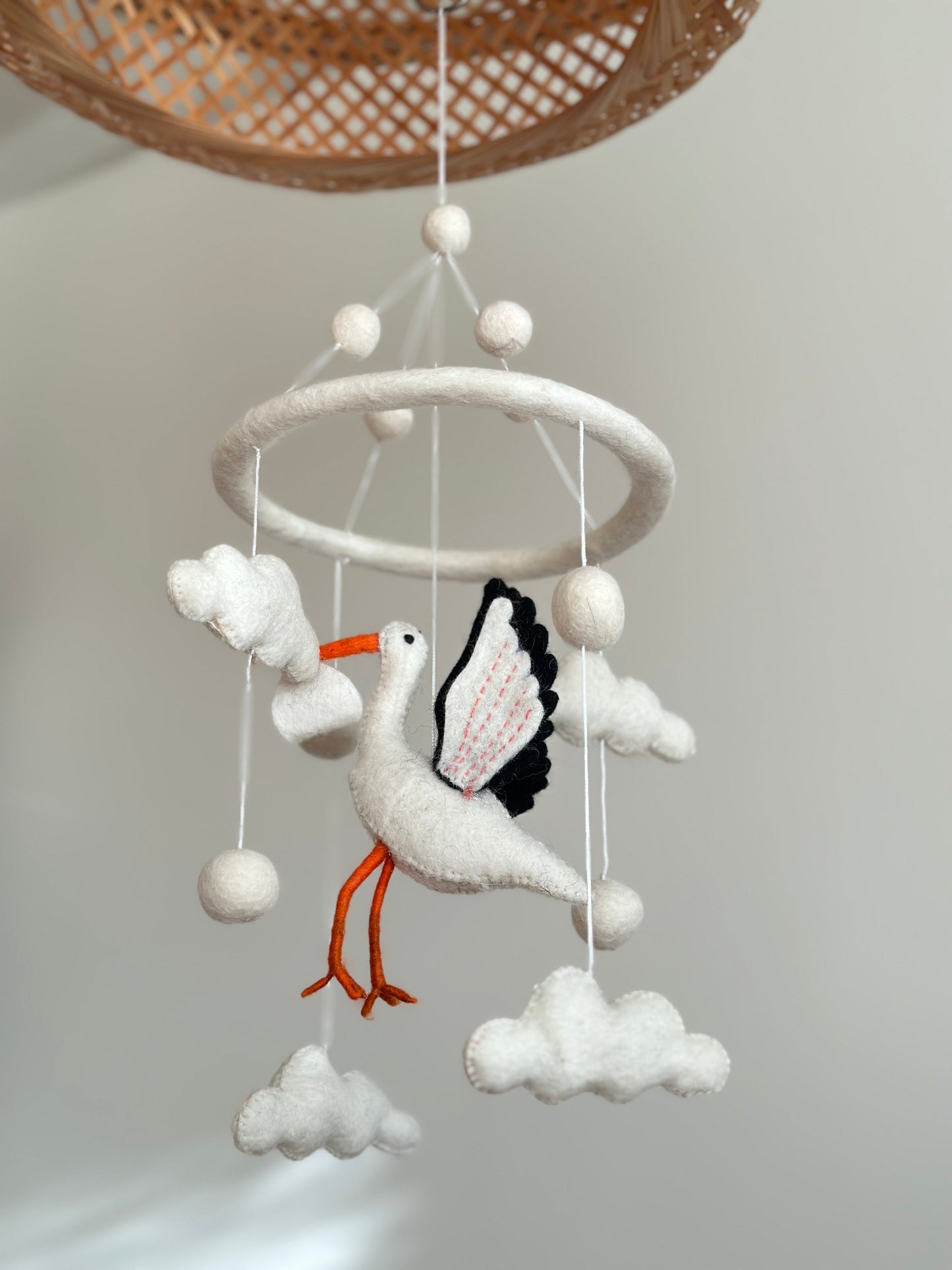 Felt Baby Mobile - Stork