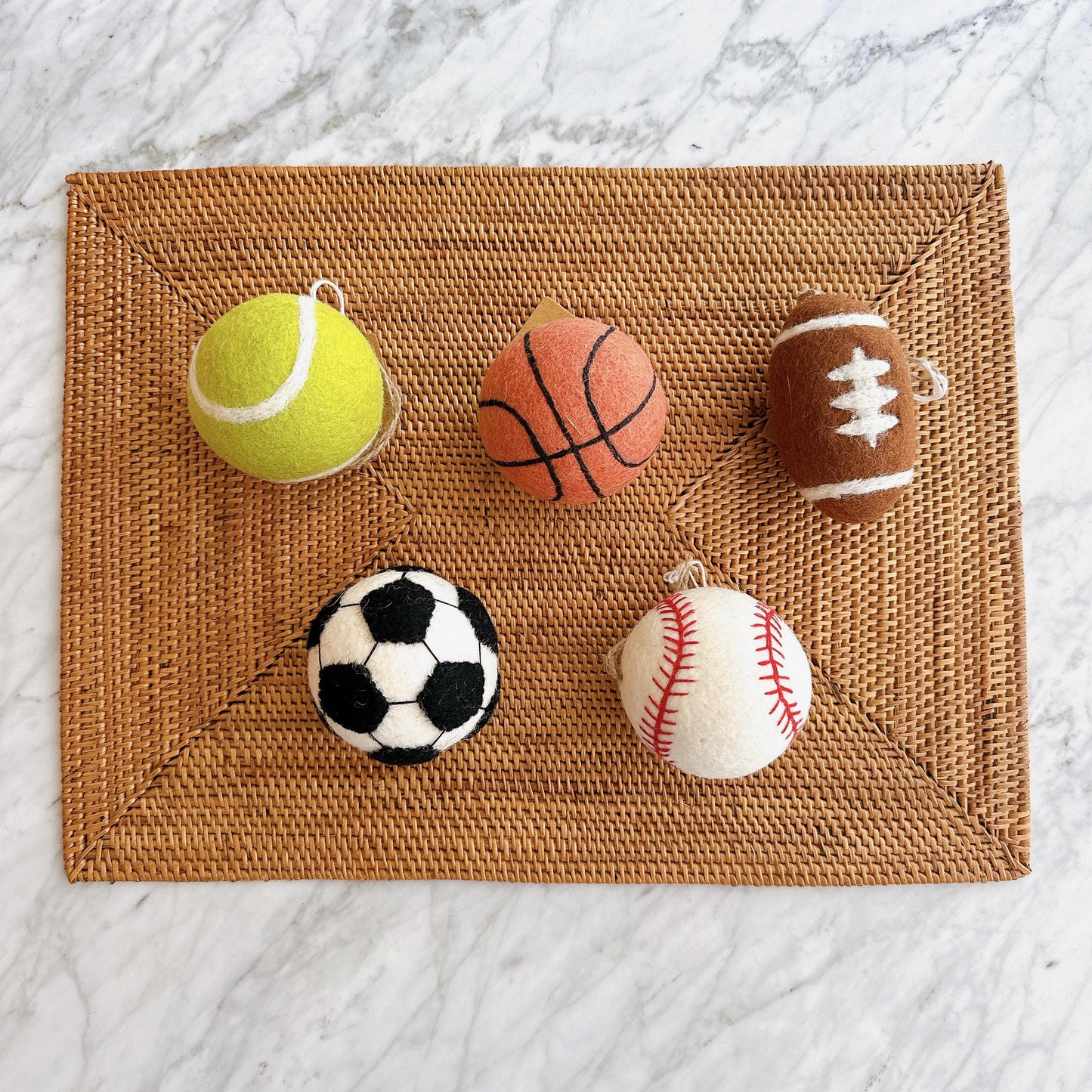 Felt Basketball Ornament – Handmade Wool Sports Christmas Decoration