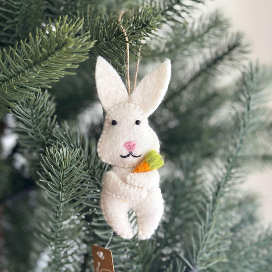 Felt Bunny Holding Carrot Easter Ornament