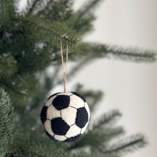 Felt Soccer Ball Ornament – Handmade Wool Sports Christmas Decoration
