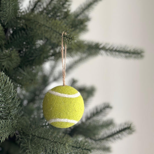 Felt Tennis Ball Ornament – Handmade Wool Sports Christmas Decoration