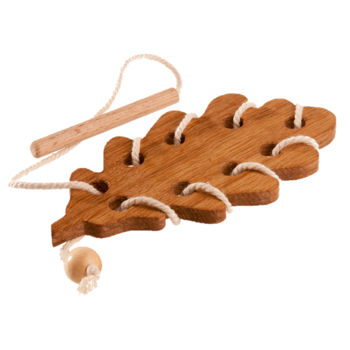 Montessori Wooden Lacing Toy — Leaf Set of 3