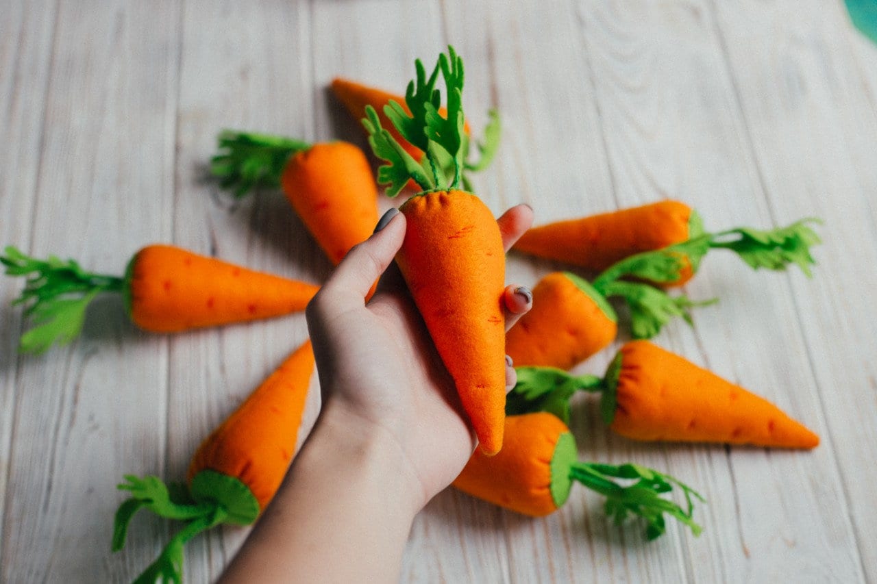 Carrot play food, felt food vegetables