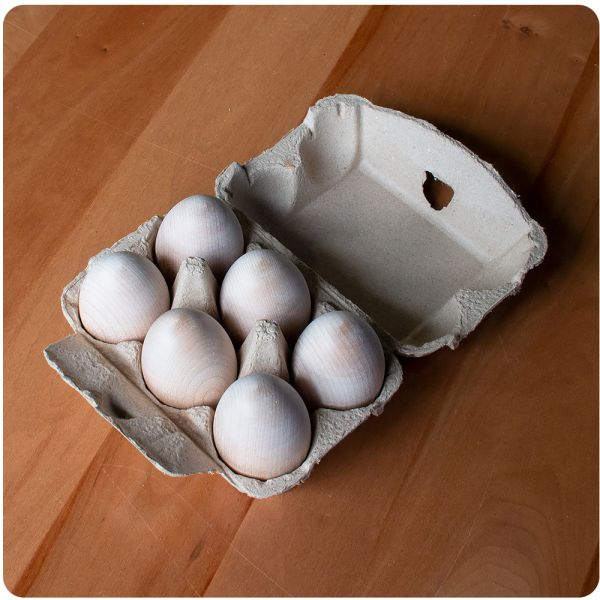 Half Dozen Wooden Eggs in Carton