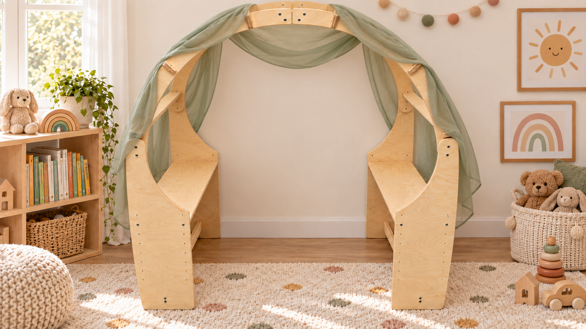 Waldorf Wooden Play Fort & Reading Nook - Bluey cozy Cove