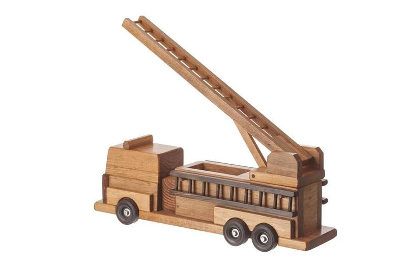 Amish Crafted Wooden Ladder Fire Truck Toy