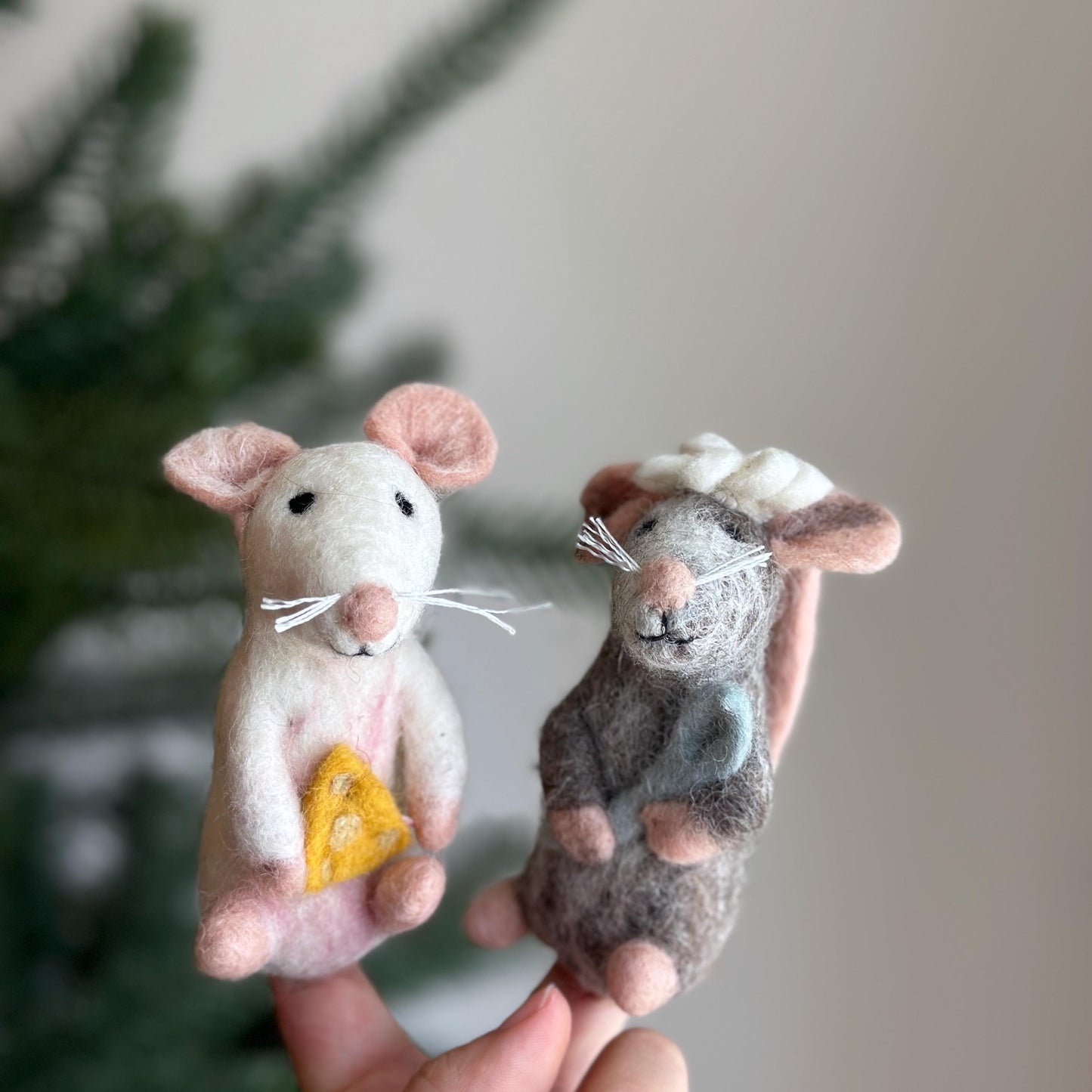 Mouse Holding Cheese Finger Puppet