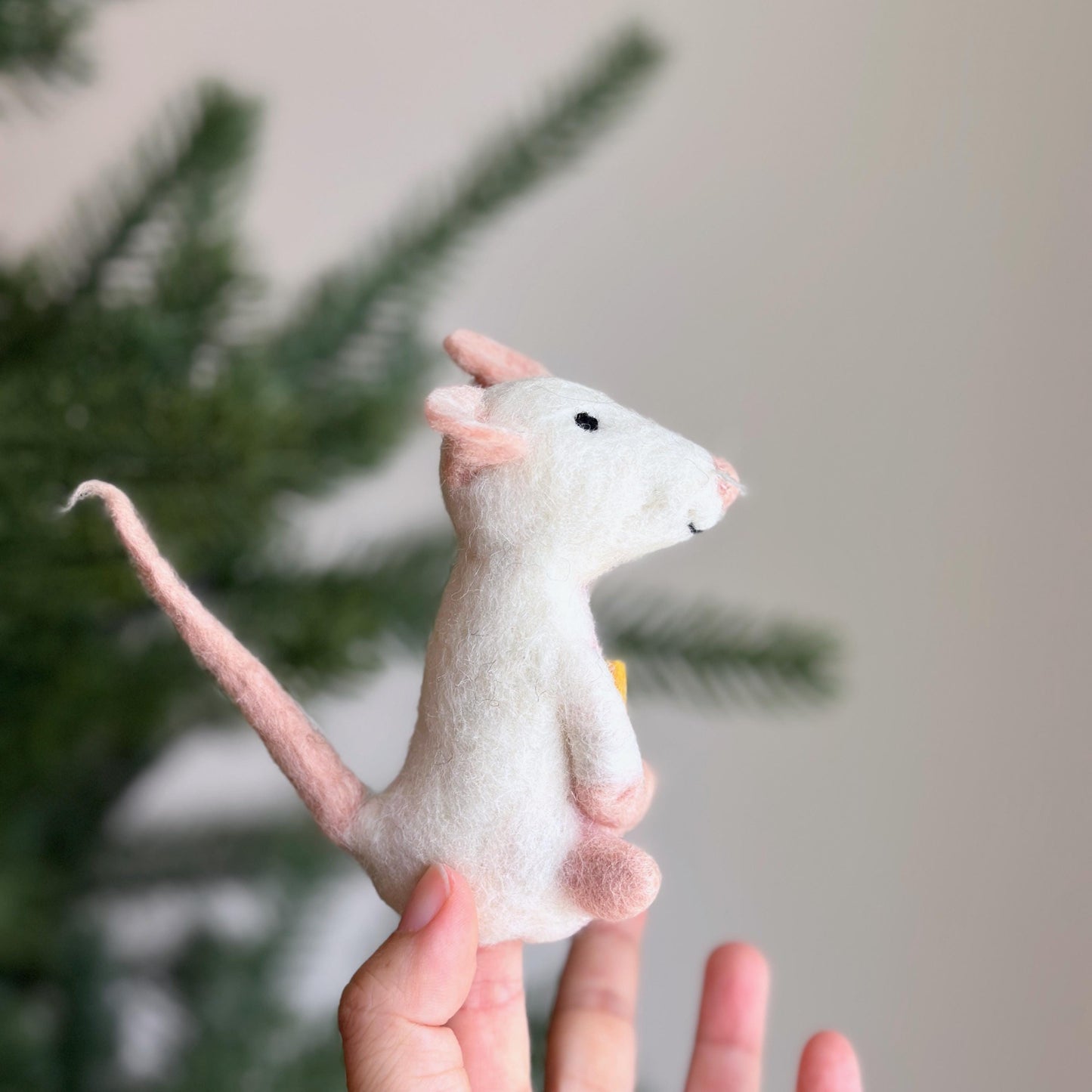 Mouse Holding Cheese Finger Puppet