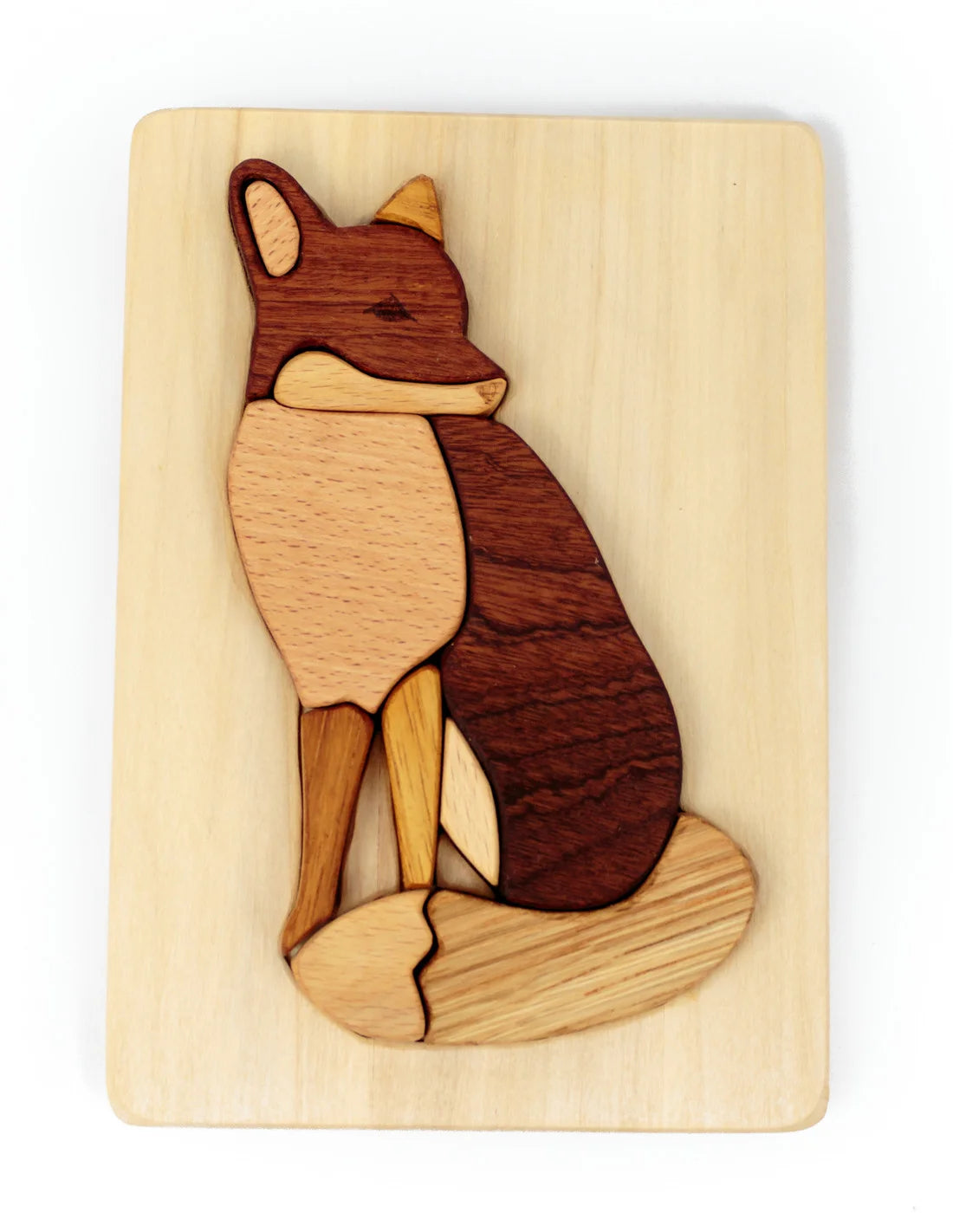 Wooden Fox Puzzle in Natural Wood