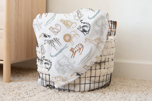 Baby Animals Safari - Vintage Baby Blanket