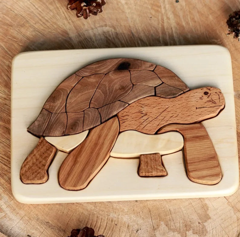 Turtle / Tortoise Wooden Puzzle in Natural Wood – Lindquist Lane