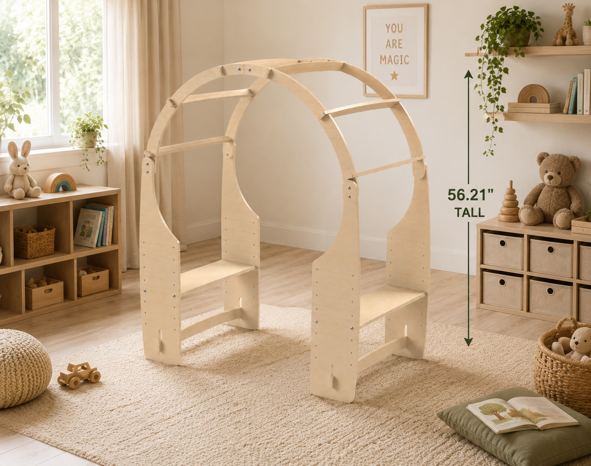 Waldorf Wooden Play Fort & Reading Nook - Bluey cozy Cove