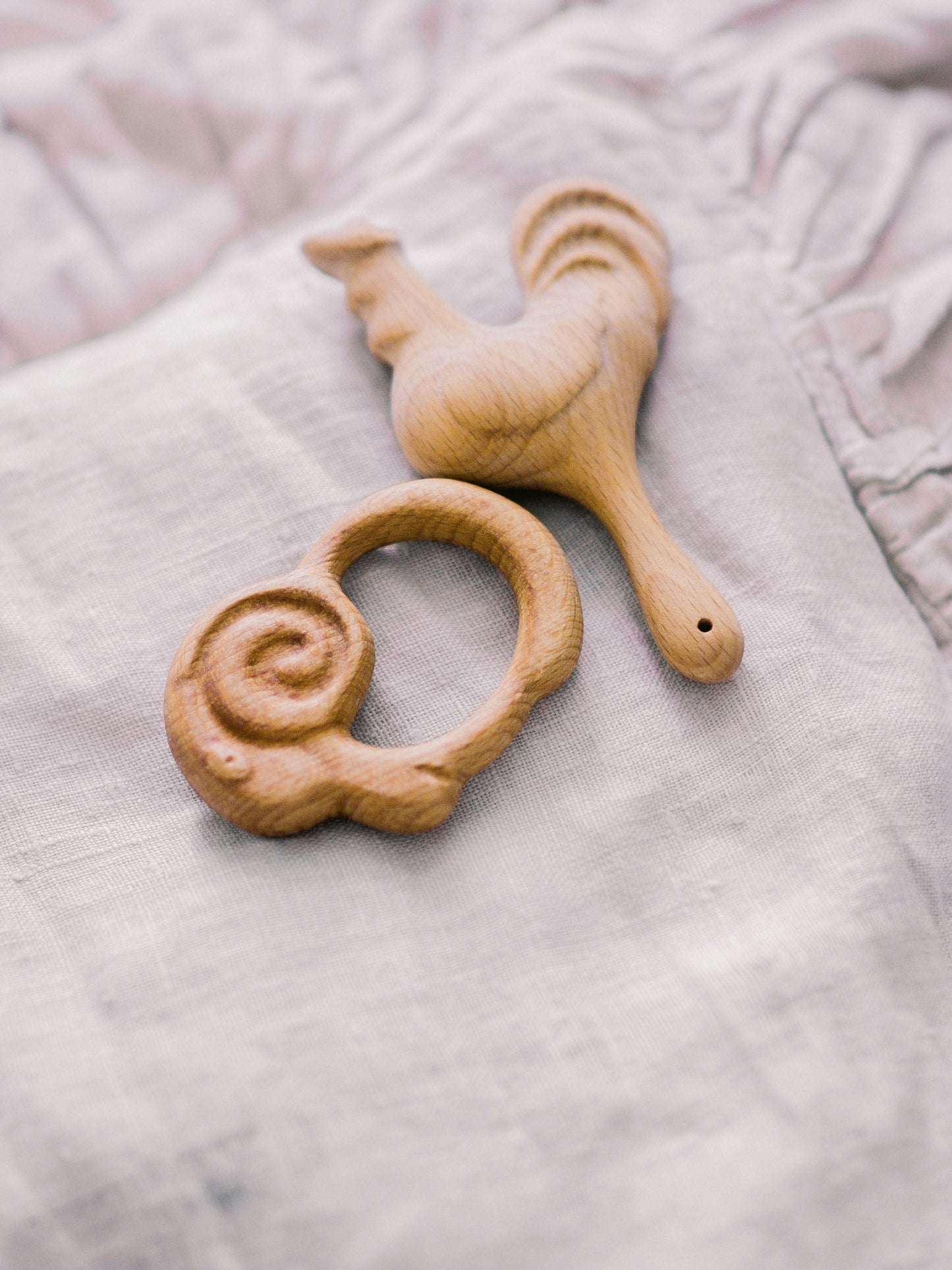 Organic Wooden Rattle toy Proud Rooster