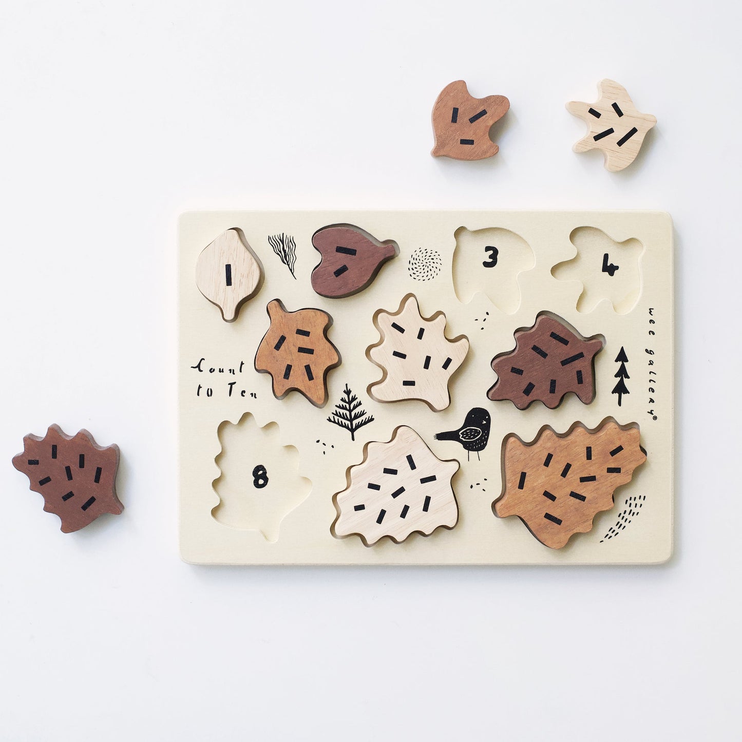 Wooden Leaves Counting Puzzle by Wee Gallery