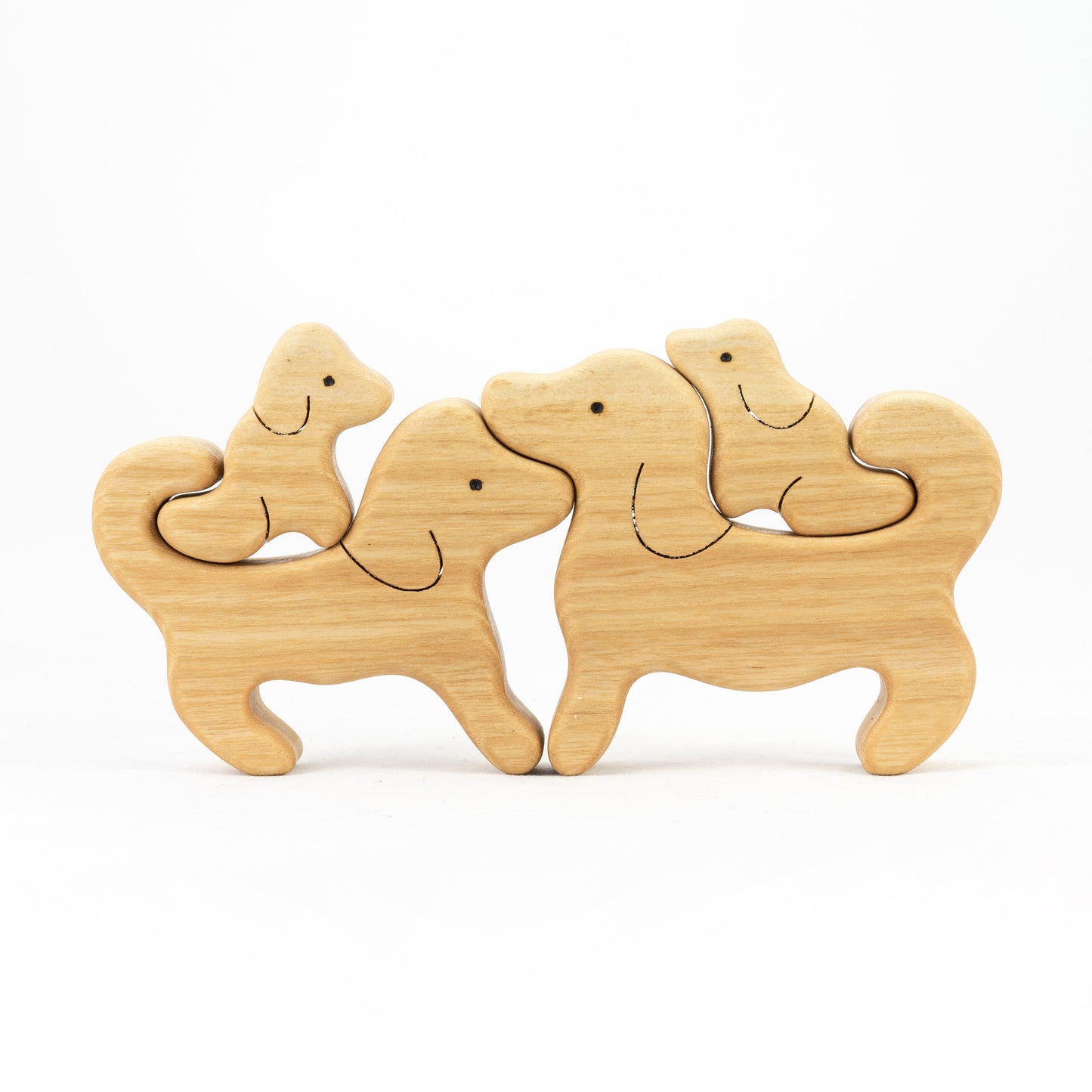 Waldorf Wooden Dogs family of 4 puzzle set