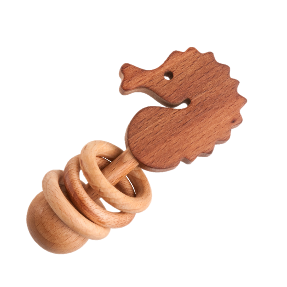 Organic Wooden Rattle-Teether Seahorse