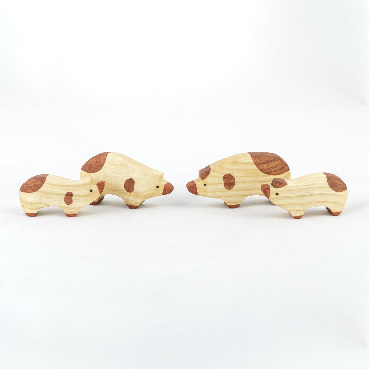 Wooden Pig toy Set painted- 4 pieces