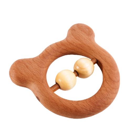 Wooden Baby Rattle-Teether Bear