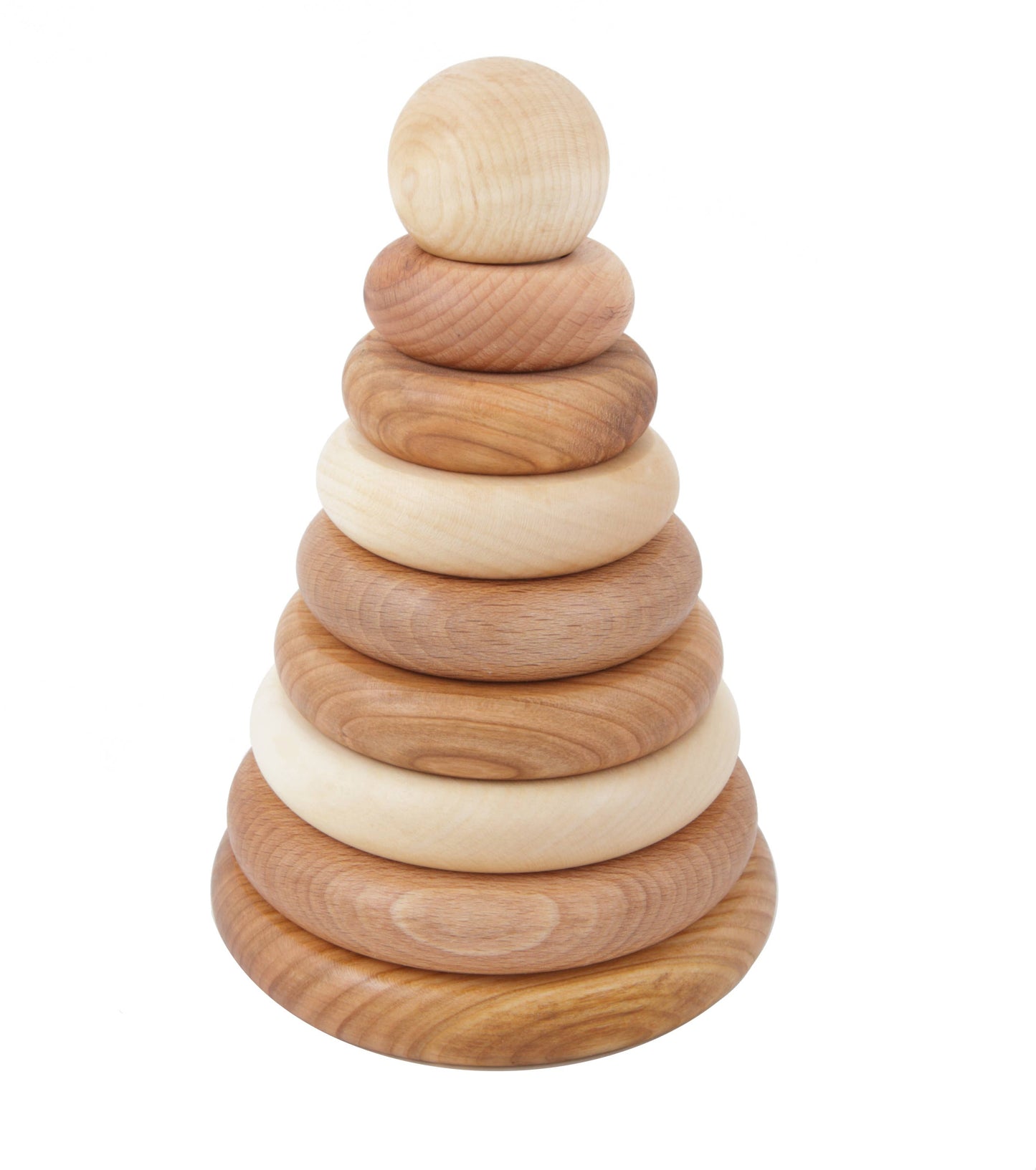 Stacking Circle Donuts Montessori Toy in Natural Wood