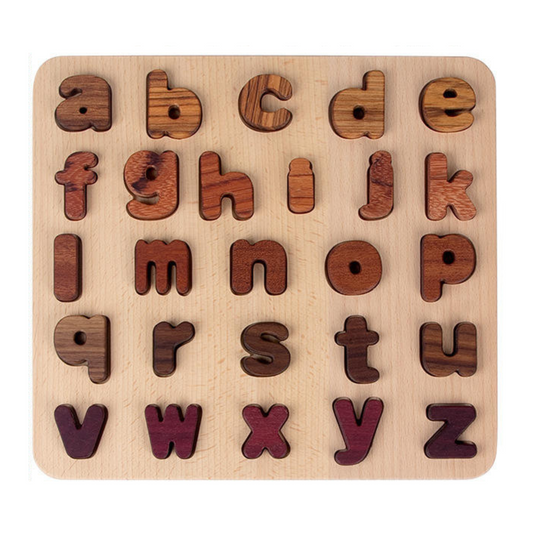 Wooden lowercase alphabet puzzle
