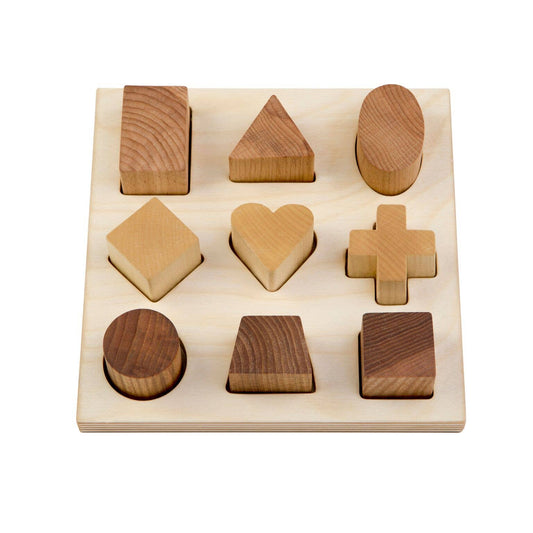 Stacking Montessori Toy Shape Puzzle Board in Natural by Wooden Story