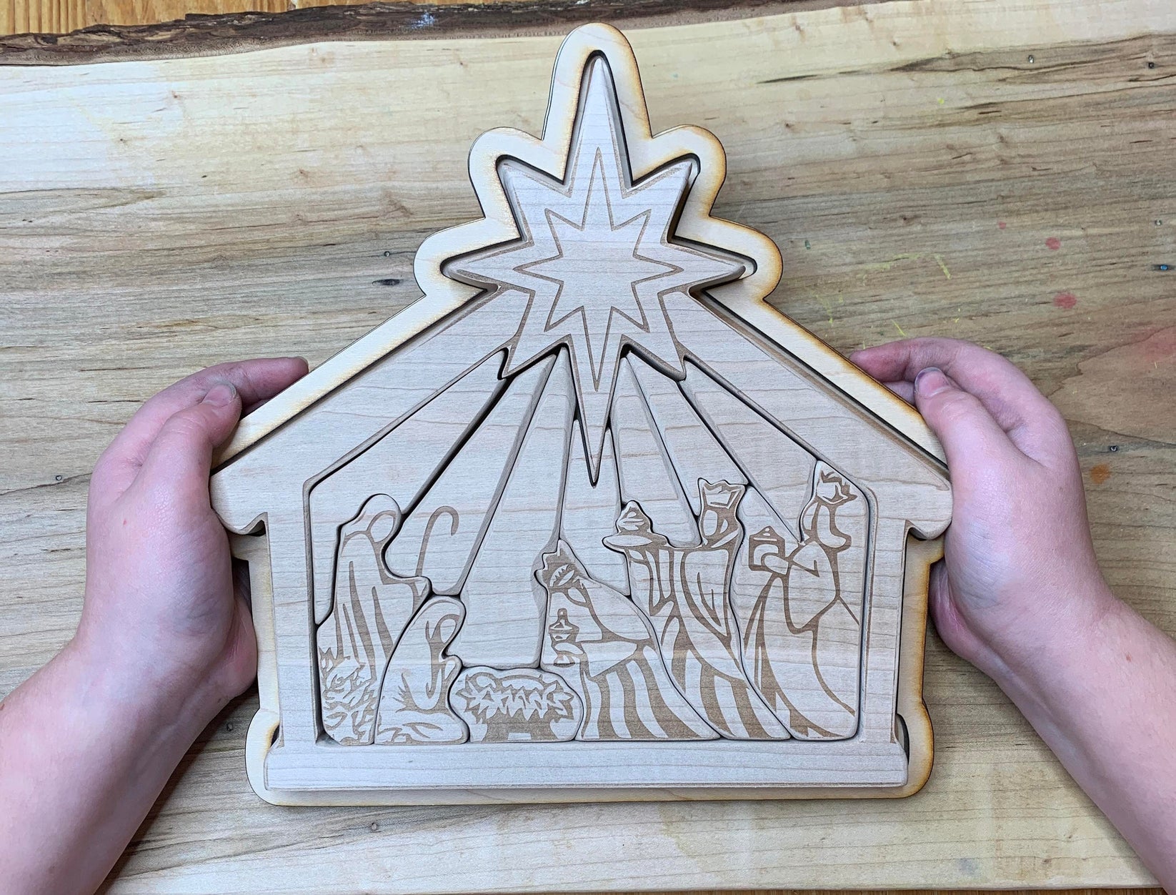 Handcrafted Wooden Nativity Puzzle – Lindquist Lane